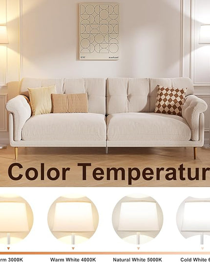 【Upgraded】Floor Lamps for Living Room, Modern Floor Lamp with Remote Control, Dimmable Colors Temperature Standing Lamp Foot Switch, 9W Bulb Tall Lamps for Bedroom Office Kid Room - Silver - LeafyLoom