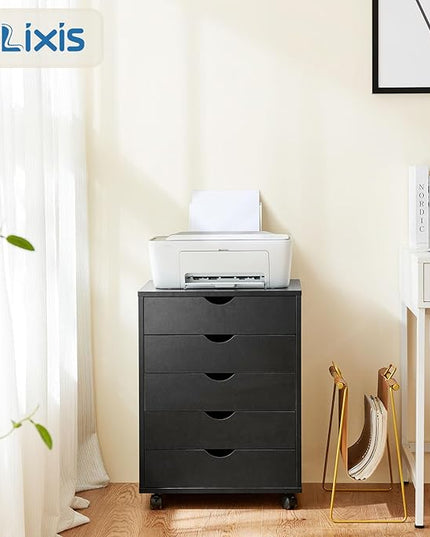 OLIXIS Chest Wood File Cabinet Rolling Organization Storage Dresser with Wheels for Home Office - LeafyLoom