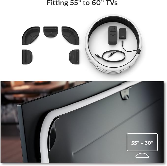 Philips Hue Play Gradient 55" Smart TV Light Strip - Flowing Multicolor LED Color-Changing TV BackLight - Sync with TV, Music, and Gaming - Requires Bridge and Sync Box - Control with App or Voice PhilipsHue