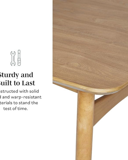 Walker Edison Mid-Century Modern Solid Wood Tapered-Leg Dining Table, 59 Inch, English Ash - LeafyLoom