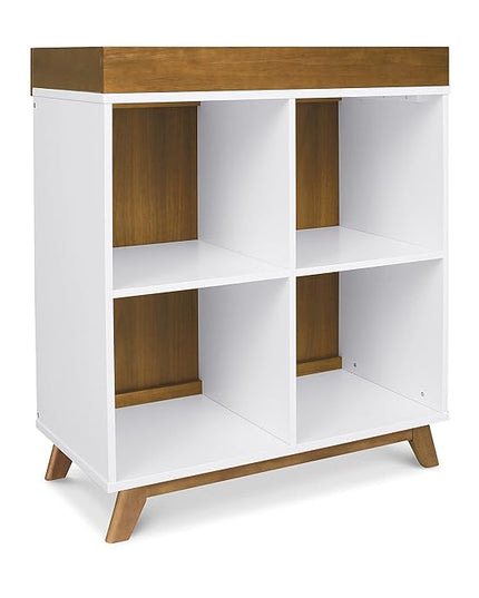 DaVinci Otto Convertible Changing Table and Cubby Bookcase in White and Walnut - LeafyLoom
