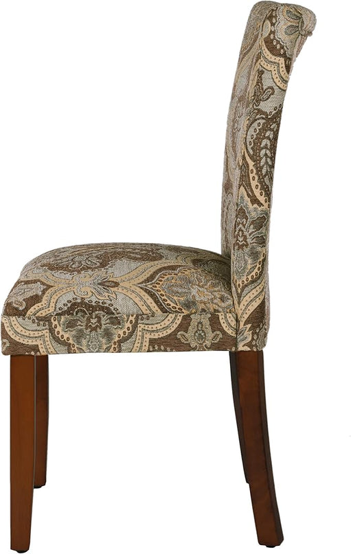HomePop Parsons Upholstered Accent Dining Chair, Set of 2, Blue and Brown Paisley - LeafyLoom