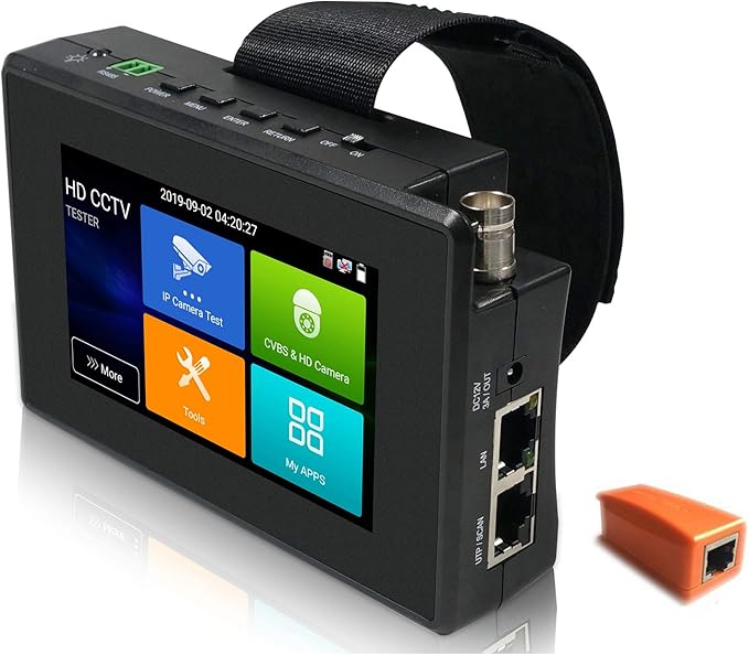 EVERSECU 5 in 1 CCTV Tester Support Up to 4K IP Camera & 720P/1080P/3mp/4mp/5 Megapixel AHD, TVI, CVI & CVBS Analog Camera, 4" Touch Screen Security Video Monitor, POE Out, IP Scan, UTP Cable Test EVERSECU