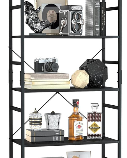 OTK 5 Tier Bookshelf, Tall Bookcase, Office Shelf Storage Organizer, Modern Book Shelf for Living Room, Bedroom, and Home Office, Black - LeafyLoom