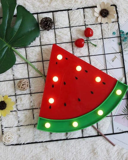 GUOCHENG Watermelon Marquee Light Decor Light LED Night Light Battery Operated Night Table Lamps for Nursery Children Kids Bedroom Lighting Decor, Birthday Christmas Gifts for Kids (Red Watermelon) - LeafyLoom
