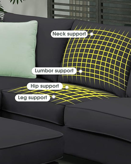 93" Sectional Couch with Vertical Stripes-Armless Modular Sofa with Convertible Ottomans, Freely Combinable Sectionals for Living Room, Apartment - LeafyLoom