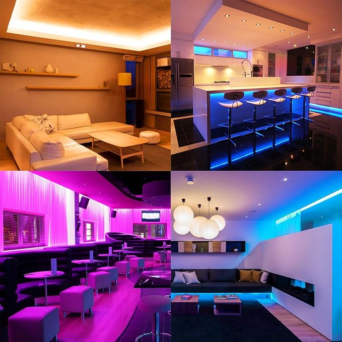 Lepro 65.6ft LED Strip Lights, Ultra-Long RGB 5050 LED Strips with Remote Controller and Fixing Clips, Color Changing Tape Light with 12V ETL Listed Adapter for Bedroom, Room, Kitchen, Bar(32.8FTX 2) Lepro