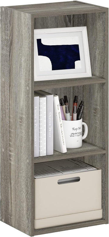 Furinno Luder Bookcase / Book / Storage , 3-Tier, Frenck Oak - LeafyLoom