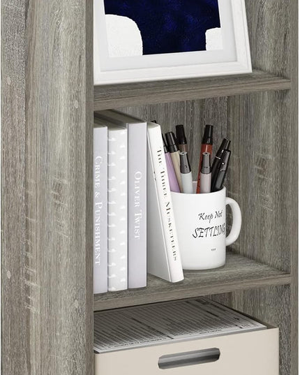 Furinno Luder Bookcase / Book / Storage , 3-Tier, Frenck Oak - LeafyLoom