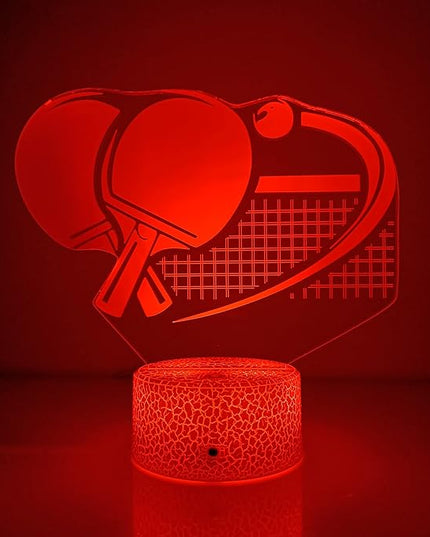 Optical Illusion 3D Ping Pong Paddle Night Light USB Power Remote Control LED Decor Table Desk Lamps 7/16 Colors Changing Lights Children Kids Gift Christmas Xmas Brithday Gift - LeafyLoom
