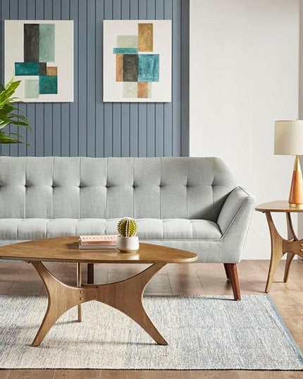 INK+IVY Blaze Triangle Wood Triangle Sofa Table Plywood with Wood Veneer Legs, Mid-Century Modern, Easy Assembly, Accent Furniture For Living Room, Minimalist Décor, Light Brown - LeafyLoom