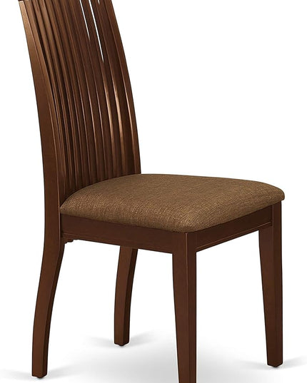 East West Furniture NDIP3-MAH-C Norden 3 Piece Set Contains a Rectangle Dining Room Table with Dropleaf and 2 Linen Fabric Upholstered Chairs, 30x48 Inch, Mahogany - LeafyLoom