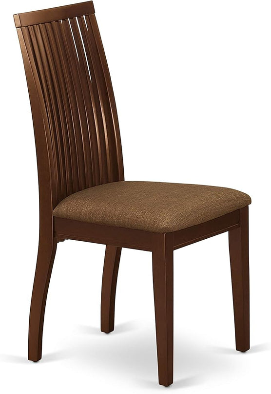 East West Furniture NDIP3-MAH-C Norden 3 Piece Set Contains a Rectangle Dining Room Table with Dropleaf and 2 Linen Fabric Upholstered Chairs, 30x48 Inch, Mahogany - LeafyLoom
