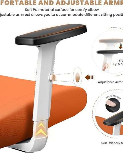 Office Chair Ergonomic Desk Chair with Adjustable Lumbar Support, Swivel Comfy Computer Chair Heavy Duty Executive Chair for Home Office - LeafyLoom