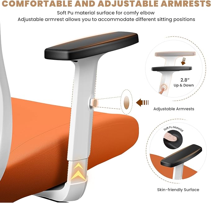Office Chair Ergonomic Desk Chair with Adjustable Lumbar Support, Swivel Comfy Computer Chair Heavy Duty Executive Chair for Home Office - LeafyLoom