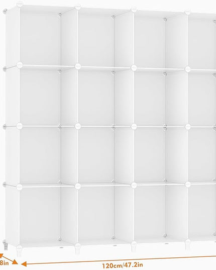 HOMIDEC Book Shelf 16 Cubes Bookcase Bookshelf Cube Storage Organizer Portable Display Bookshelf Kids Bookshelf Book Case for Study Room,Bedroom,Office,Living Room,Closet (47.2x11.8x47.2 inch) - LeafyLoom