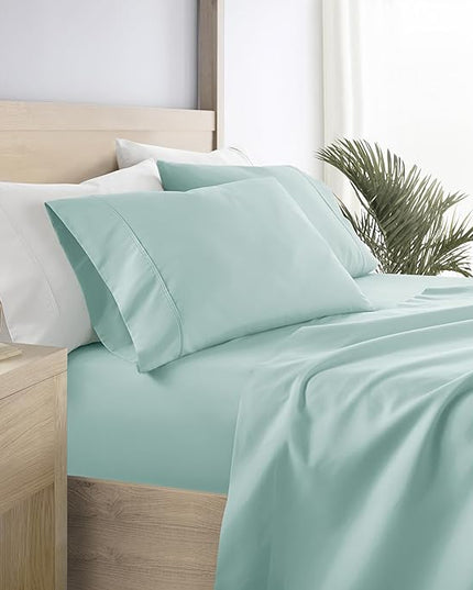 Linen Market Bed Sheets for Queen Size Bed (Aqua) - Sleep Better Than Ever with These Soft and Cooling Queen Sheets - Deep Pocket Fits 16" Thick Beds - 4 Piece Queen Sheet Set - LeafyLoom