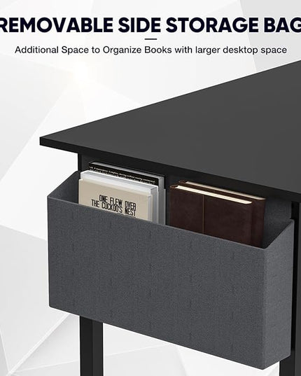 DUMOS 32 Inch Office Small Computer Desk Modern Simple Style Writing Study Work Table for Home Bedroom - Black - LeafyLoom