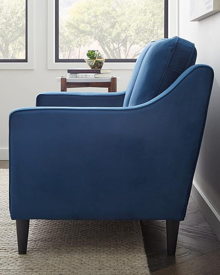 Edenbrook Jensen Upholstered Loveseat – Blue Velvet Loveseat - Living Room Furniture - Small Loveseat- Seats Two - Scoop Arm Modern Couch - Couches for Living Room - LeafyLoom