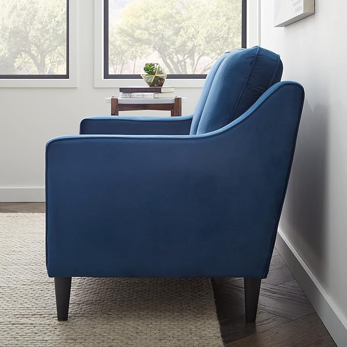 Edenbrook Jensen Upholstered Loveseat – Blue Velvet Loveseat - Living Room Furniture - Small Loveseat- Seats Two - Scoop Arm Modern Couch - Couches for Living Room - LeafyLoom