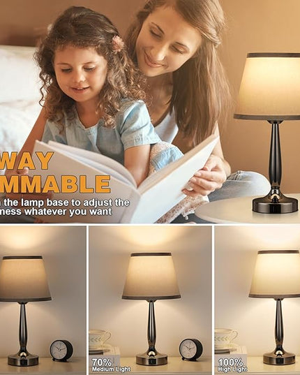Kakanuo Touch Table Lamp for Bedroom, Small Bedside Lamp with USB C Charging Port, 3 Way Dimmable Touch Control Nightstand Lamp for Living Room and Office, LED Bulb Included - LeafyLoom
