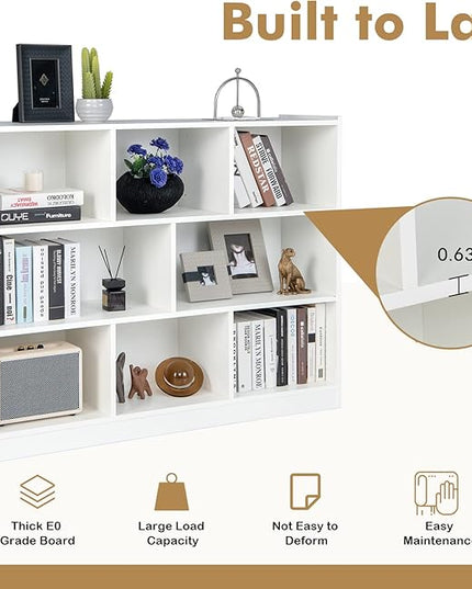 Giantex Wood 8 Cube Bookcase, Open Freestanding 3-Tier Bookshelf, Multipurpose Display Shelf for Living Room, Bedroom, Children's Playroom, Reading Room - LeafyLoom