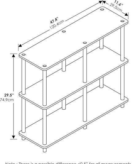 Furinno 4-Tier Shelf Display Rack and 3-Tier Double Storage Display Rack Bundle, Square and Round Tubes - LeafyLoom