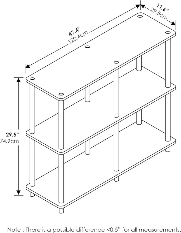 Furinno 4-Tier Shelf Display Rack and 3-Tier Double Storage Display Rack Bundle, Square and Round Tubes - LeafyLoom