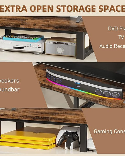 45" Large TV Riser for 32-60 inch TV, TV Riser Stand Shelf with Steel Legs,Tabletop TV Stand Riser for Home Office,Rustic Brown - LeafyLoom