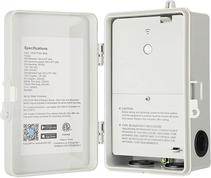 DEWENWILS Pool Timer, WiFi Timer Switch, Heavy Duty 40A 120-277 VAC 2HP, Compatible with Smart Phone, Alexa, Google Assistant, ETL Listed Milky DEWENWILS