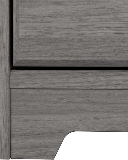 Bush Furniture L Shaped Desk with Drawers for Executive and Home Office | Cabot Collection Corner Table with Storage and Chrome Hardware Return, 72W, Modern Gray - LeafyLoom