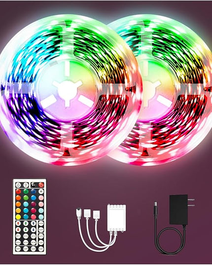 phopollo 65.6FT Led Lights for Bedroom, 5050 Color Changing Led Strip Lights with 44-Key Remote and 12v Power Supply, Led Lights Strip for Home Decoration. Phopollo