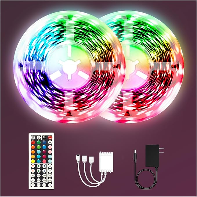 phopollo 65.6FT Led Lights for Bedroom, 5050 Color Changing Led Strip Lights with 44-Key Remote and 12v Power Supply, Led Lights Strip for Home Decoration. Phopollo