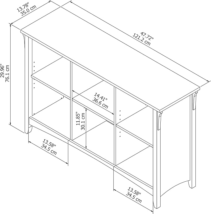 Bush Furniture Salinas Cube Shelf and Bookcase | Display 6 Shelves | Modern Storage Cabinet with Open Bookshelf for Library, Office, Living Room, Bedroom and More, 48W x 14D x 30H, Vintage Black - LeafyLoom