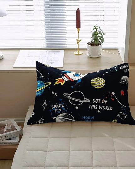 Space Comforter Set Twin 5PCS,Kids Bedding Set for Boys Twin,Rocket Bedding Twin Size.Kids Comforter Set Soft Bedding Sets,Bed in A Bag for Kids - LeafyLoom