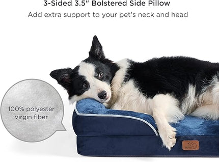 Bedsure Orthopedic Dog Bed for Medium Dogs - Waterproof Dog Sofa Beds Medium, Supportive Foam Pet Couch Bed with Removable Washable Cover, Waterproof Lining and Nonskid Bottom, Navy Blue BEDSURE