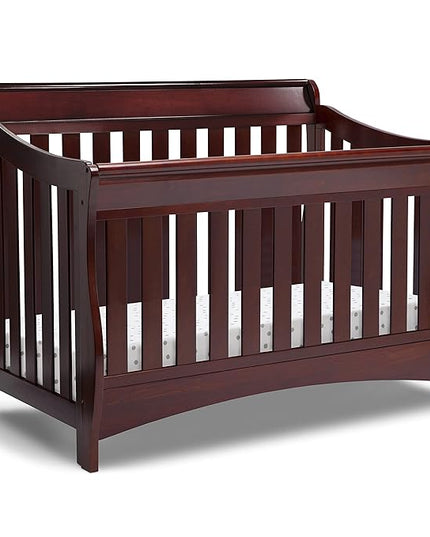 Delta Children Bentley 4-in-1 Convertible Crib and Eclipse Changing Table Bundle, Black Cherry - LeafyLoom