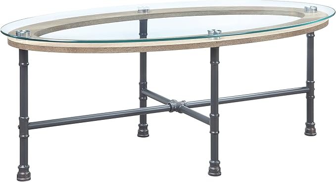 NicBex Coffee Table Morden Tempered Glass Coffee Table with Storage Oval Center Tables with Metal Legs Dining Table for Living Room, Dining Room, Office, and Bedroom,47" W, Transparent+Gray - LeafyLoom