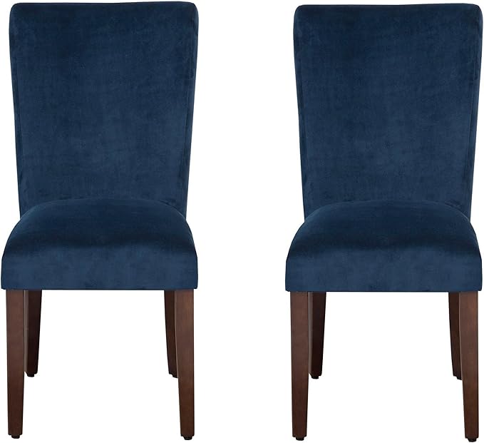 HomePop Parsons Classic Upholstered Accent Dining Chair, Set of 2, Navy Velvet - LeafyLoom