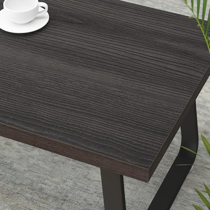 HSH Coffee Table, Industrial Wooden Coffee Table, Modern Minimalist Rectangular Center Table for Living Room, Wood and Metal Legs Cocktail Tea Table for Bedroom Home Office, Dark Gray Oak, 47 Inch - LeafyLoom