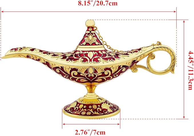 Vintage Legend Aladdin Lamp Magic Genie Wishing Light,Collectable Rare Classic Arabian Costume Props Lamp Tabletop Decor Crafts for Home/Wedding Decoration&Gift for Party/Halloween/Birthday - LeafyLoom