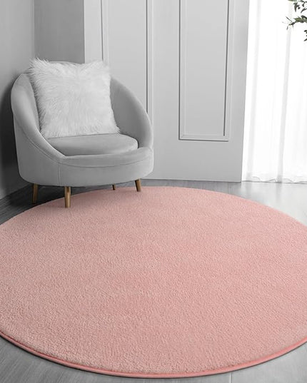 Round Area Rugs for Bedroom Living Room, 4x4 Pink Super Soft Comfy Thickened Memory-Foam Indoor Circle Carpets, Modern Aesthetic Minimalist Carpet for Boys Girls Adults Nursery Home Décor - LeafyLoom