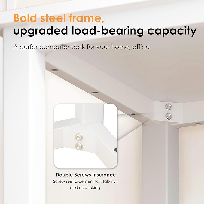 Need Computer Desk, 47 inch Home Office Desk, Modern Simple Style Home Office Gaming Desk, Basic Writing Table for Study Student, White - LeafyLoom