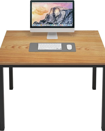 DlandHome 39 inches Small Computer Desk for Home Office Activity Table Writing Table for Small Spaces Study Table Student Laptop Desk Teak and Black DND-AC3BB-100 - LeafyLoom