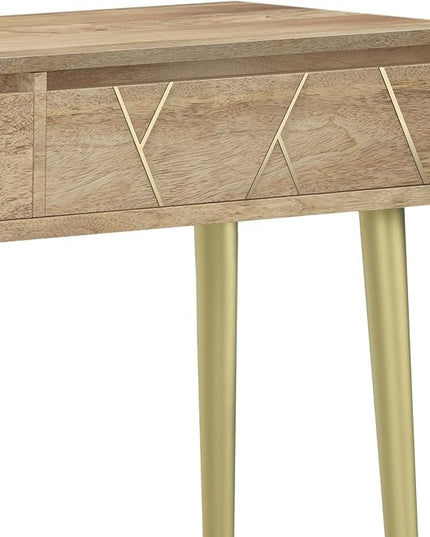 SIMPLIHOME Jager SOLID MANGO WOOD and Metal 48 Inch Wide Contemporary and Mid century Console Table in Natural, for The Living Room, Entryway and Bedroom - LeafyLoom