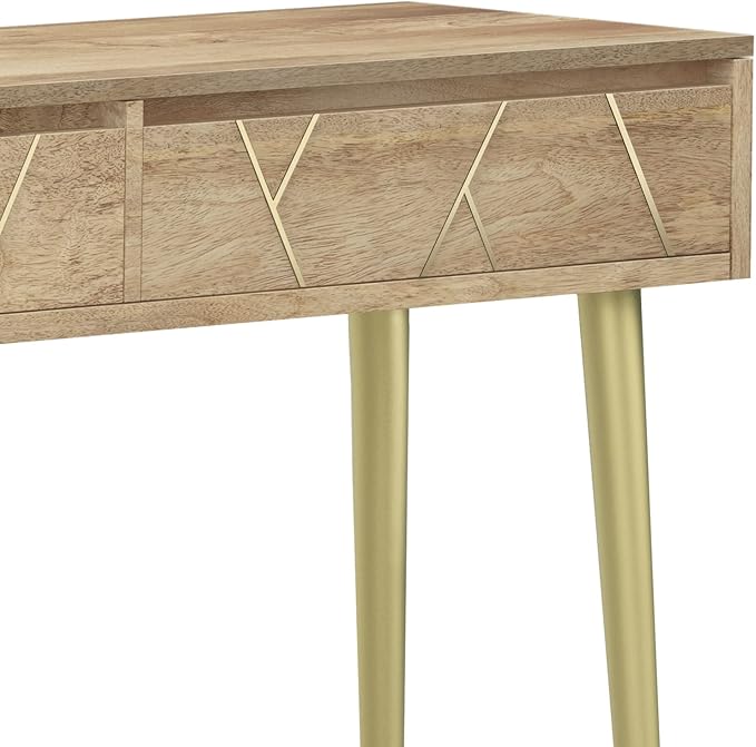 SIMPLIHOME Jager SOLID MANGO WOOD and Metal 48 Inch Wide Contemporary and Mid century Console Table in Natural, for The Living Room, Entryway and Bedroom - LeafyLoom