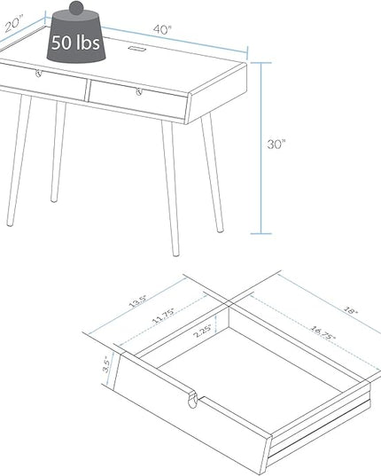American Trails Freedom Made of Solid American Desk with USB Ports, Natural Oak (New) - LeafyLoom