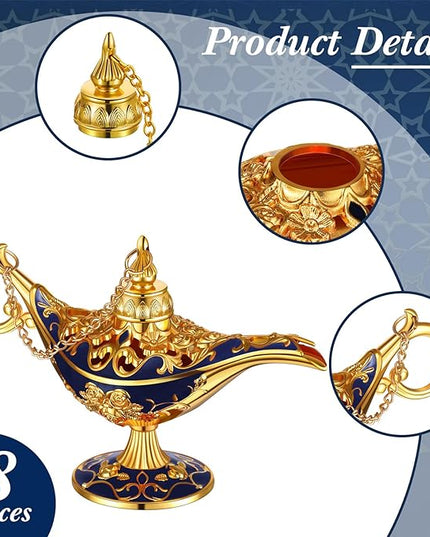 6 Pieces Magic Lamp Halloween Vintage Legend Lamp Wishing Light Costume Lamp Classic Costume Props Lamp Tabletop Decoration for Arabian Costume Props Home Party Birthday Wedding Delicate Gift (Blue) - LeafyLoom