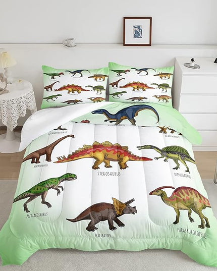 CVHOUSE Dinosaur Bedding Set,Dinosaur Comforter,Dinosaur Comforter Set Twin,Microfiber Quilt Set with 1 Comforter and 2 Pillow Cases- 3 Piece - LeafyLoom