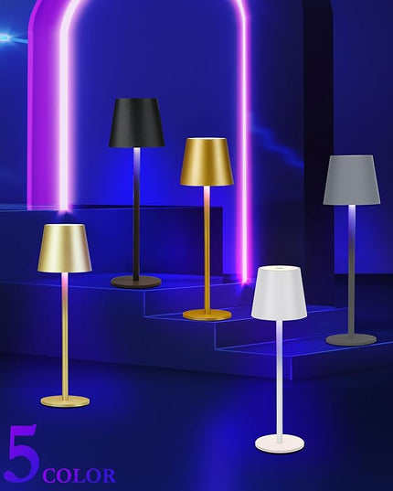 2-Pack RGB Cordless Table Lamp, 5200mAh RGB 8 Modes & Touch Control Rechargeable Battery Desk Lamp, IP54 Waterproof outdoor table lamp for Bedroom/Outdoor/Restaurant/Camping/Bars(Champagne) - LeafyLoom
